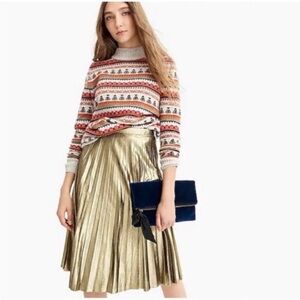 NWOT J. Crew/Point Sur Gold Accordion Pleated Skirt Size 10